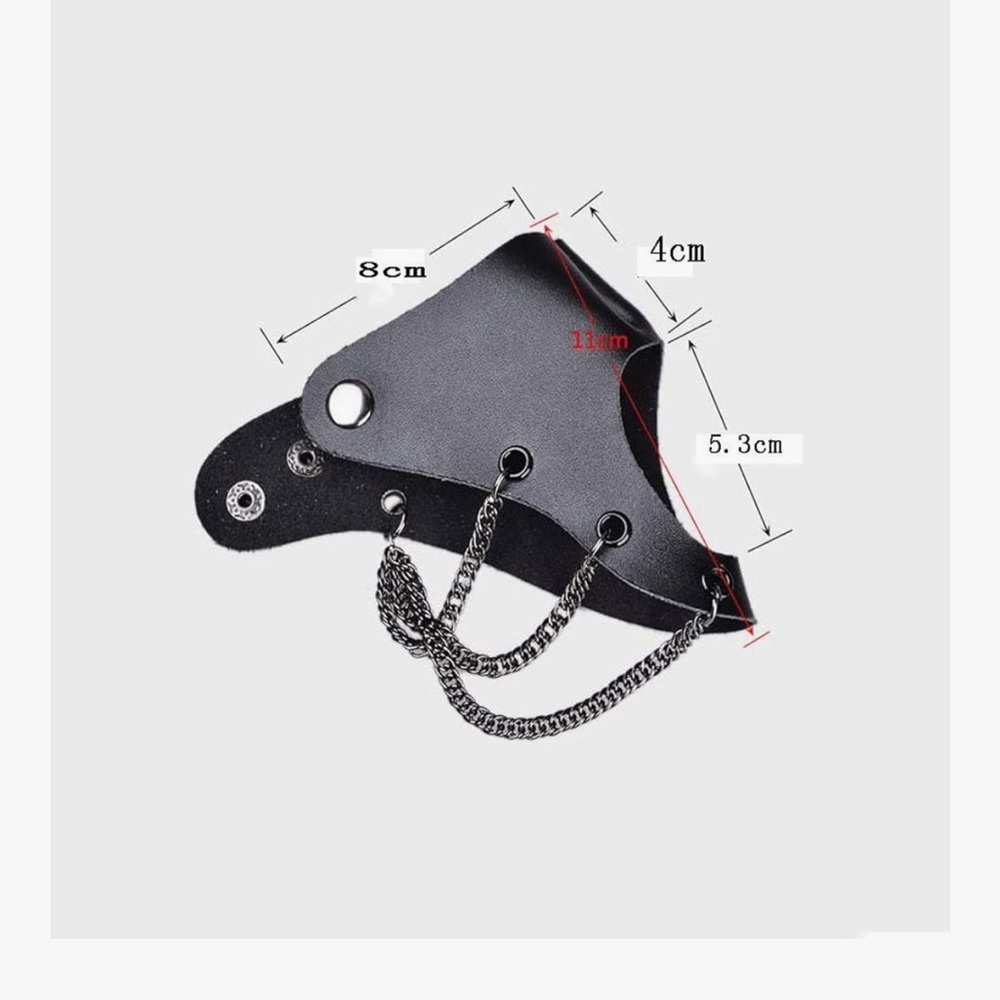 Black wrist Cuffs with Silver Chains - Picture 3 of 5